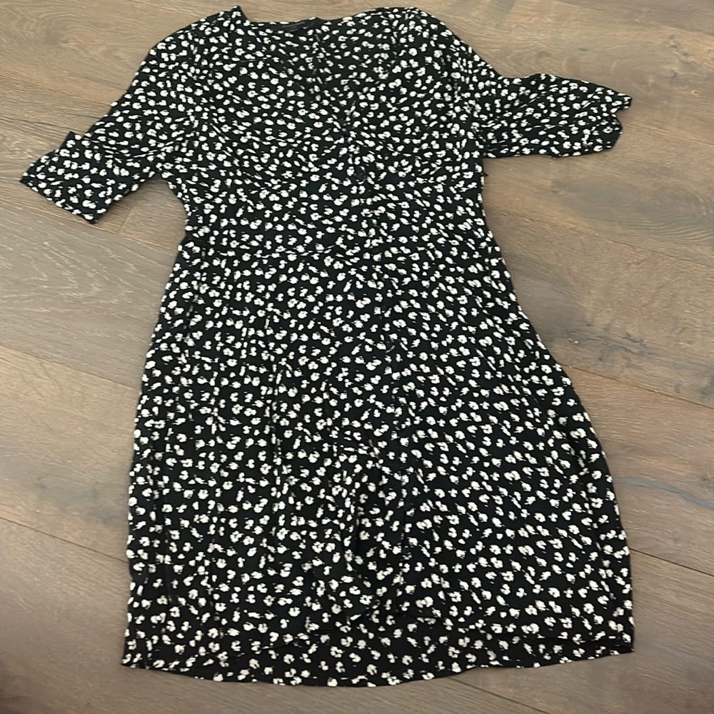 All saints black floral mini dress